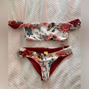 Agua Bendita Flowers print bikini set, L